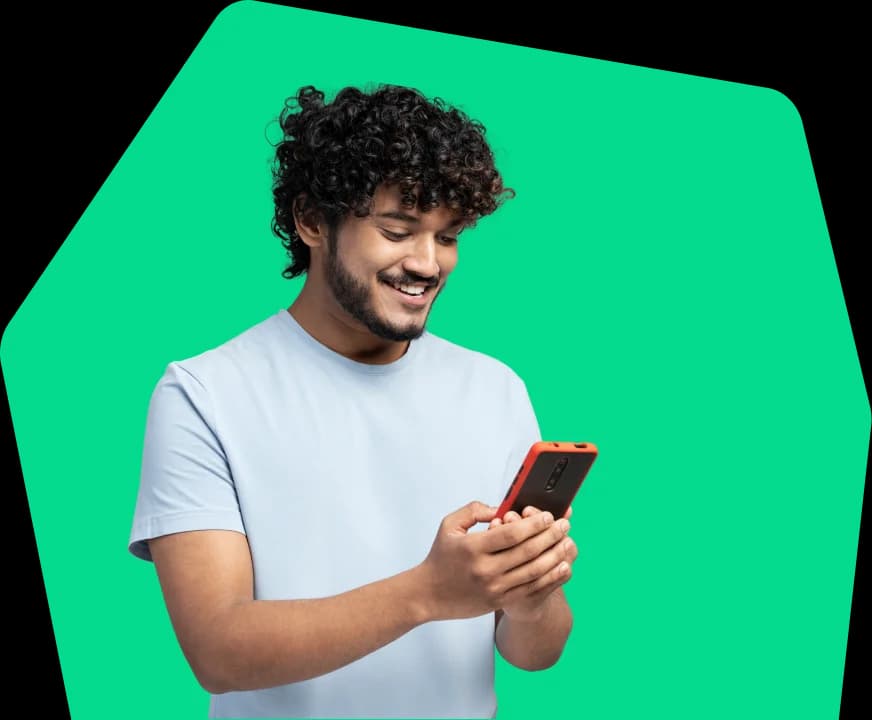 How it works illustration - person reviewing loan options on phone